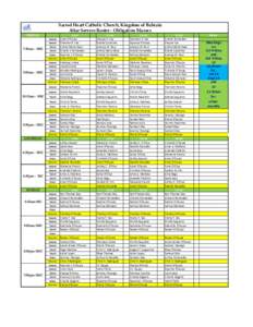 Sacred Heart Catholic Church, Kingdom of Bahrain Altar Servers Roster - Obligation Masses FRIDAY 7:30am - SHC