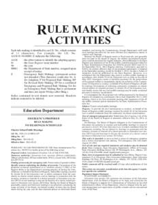 RULE MAKING ACTIVITIES Each rule making is identified by an I.D. No., which consists of 13 characters. For example, the I.D. No. AAM[removed]E indicates the following: