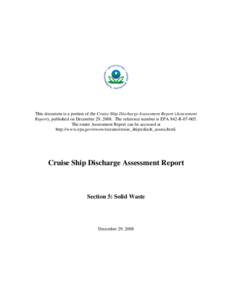 Cruise Ship Discharge Assessment Report - Solid Waste, December 30, 2008