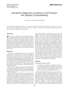 BREASTFEEDING MEDICINE Volume 6, Number 2, 2011 ª Mary Ann Liebert, Inc. DOI: [removed]bfm[removed]ABM Statement