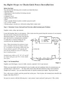 6a. Eight Steps to Chain-Link Fence Installation Before You Start You will need the following tools to install your chain-link fence: • Post hole digger • Wheelbarrow, shovel and hoe for mixing concrete • Tape meas