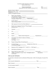 New Mexico Public Regulation Commission Pipeline Safety Bureau Pipeline Incident Report (Reportable Gas Leaks Pursuant to SectionDate: ________