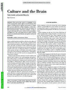 CURRENT DIRECTIONS IN PSYCHOLOGICAL SCIENCE  Culture and the Brain