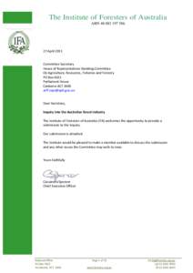 The Institute of Foresters of Australia ABN[removed]27 April[removed]Committee Secretary
