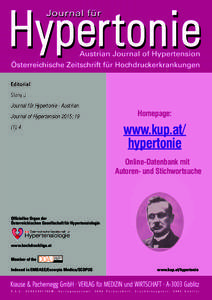 Editorial Slany J Journal für Hypertonie - Austrian Homepage: