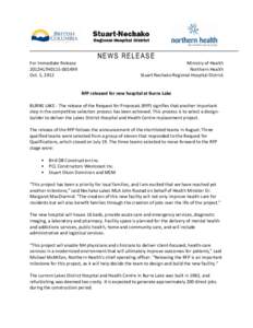NEWS RELEASE For Immediate Release 2012HLTH0115Oct. 5, 2012  Ministry of Health