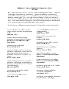 REPRESENTATIVES TO RELATED ORGANIZATIONS