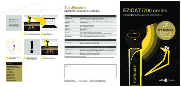 Specifications  EZICAT i700 series product specification Intelligent GPS, Data Logging Cable locators