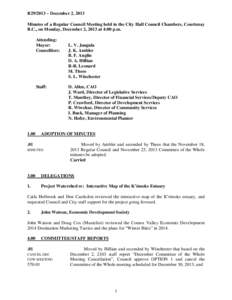 Minutes of a Regular Council Meeting held in the City Hall Council Chambers, Courtenay BC, on Wednesday, August 4, 1999 at 5:00 p