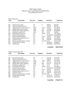 BID TABULATION Morgan County Long Bridge Deck Replacement “Long Bridge[removed]” Lobos Structures Item