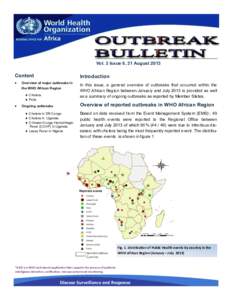 Disease Surveillance and Response  Outbreak Bulletin Vol. 3 Issue 6, 31 August 2013