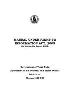 MANUAL UNDER RIGHT TO INFORMATION ACT, 2005 (As Updated in August 2009)