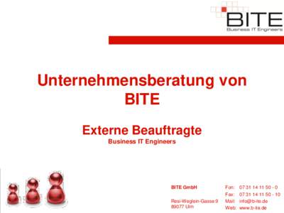 Unternehmensberatung von BITE Externe Beauftragte Business IT Engineers  BITE GmbH