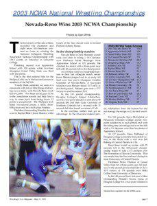 2003 NCWA National Wrestling Championships Nevada-Reno Wins 2003 NCWA Championship Photos by Sam White