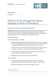 EBA/DCRULES OF PROCEDURE OF THE EBA MANAGEMENT BOARD EBA/DCJuly 2014