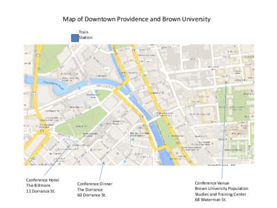 Map of Downtown Providence and Brown University Train Station Conference Hotel The Biltmore