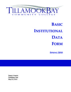 BASIC INSTITUTIONAL DATA FORM SPRING 2010