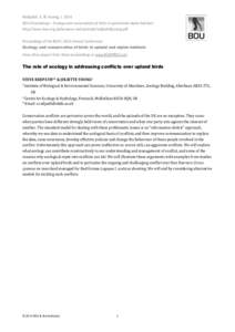 Redpath,	
  S.	
  &	
  Young,	
  J.	
  2014.	
  	
   BOU	
  Proceedings	
  –	
  Ecology	
  and	
  conservation	
  of	
  birds	
  in	
  upland	
  and	
  alpine	
  habitats	
   http://www.bou.org.uk/b