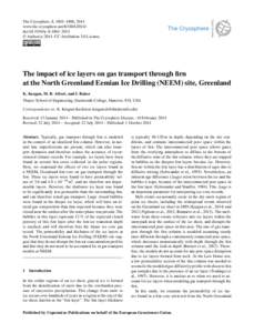 The Cryosphere, 8, 1801–1806, 2014 www.the-cryosphere.netdoi:tc © Author(sCC Attribution 3.0 License.  The impact of ice layers on gas transport through firn