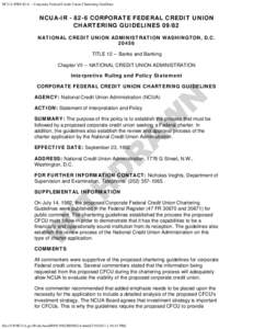 NCUA IPRS[removed]Corporate Federal Credit Union Chartering Guidlines