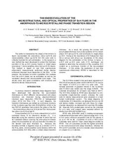 THICKNESS EVOLUTION OF THE MICROSTRUCTURAL AND OPTICAL PROPERTIES OF Si:H FILMS IN THE AMORPHOUS-TO-MICROCRYSTALLINE PHASE TRANSITION REGION 1  1