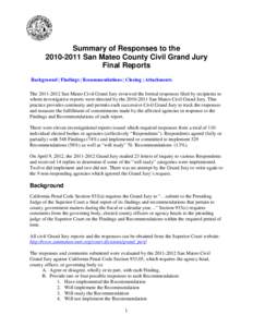 Summary of Responses to the[removed]San Mateo County (SMC) Civil Grand Jury Final Reports