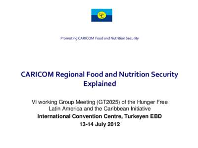 Promoting CARICOM Food and Nutrition Security  CARICOM Regional Food and Nutrition Security Explained VI working Group Meeting (GT2025) of the Hunger Free Latin America and the Caribbean Initiative