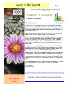 Gems of the Desert  Page 1 Newsletter of the Orange County Cactus & Succulent Society www.occss.org