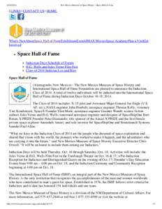 New Mexico Museum of Space History » Space Hall of Fame | LINKS | CONTACT US | HOME