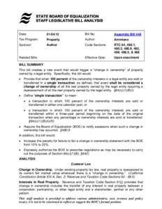 Assembly Bill 448 (Ammiano) PT: Change in Ownership