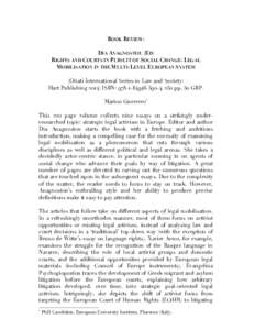 BOOK REVIEW: DIA ANAGNOSTOU (ED) RIGHTS AND COURTS IN PURSUIT OF SOCIAL CHANGE: LEGAL MOBILISATION IN THE MULTI-LEVEL EUROPEAN SYSTEM (Oñati International Series in Law and Society: Hart PublishingISBN: 