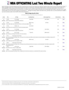 Below is the league’s assessment of officiated events that occurred in the last two minutes of last night’s games which were within five points at the two-minute mark (and during overtime, where applicable). The play