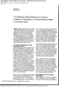 The Challenger Scallop Enhancement Company: Collaborative Management of a Nat... Tracy Yandle Public Administration Review; Dec 2006; 66, ABI/INFORM Global