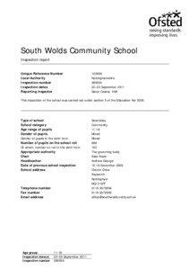 PROTECT - INSPECTION: (Report for sign off, 380554, South Wolds Community School) Type=QA, DocType=Inspection Report, Inspection=380554, ISPUniqueID=