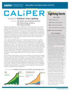 BUILDING TECHNOLOGIES OFFICE  Snapshot Outdoor Area Lighting Featuring LED Outdoor Area & Roadway Luminaires  July 1, 2013