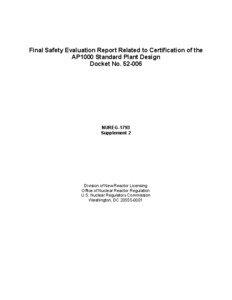Final Safety Evaluation Report - NUREG-1793, Supplement 2 - AP1000 Design Certification Amendment