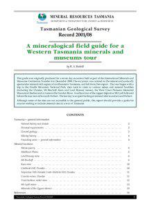 MINERAL RESOURCES TASMANIA DEPARTMENT of INFRASTRUCTURE, ENERGY and RESOURCES