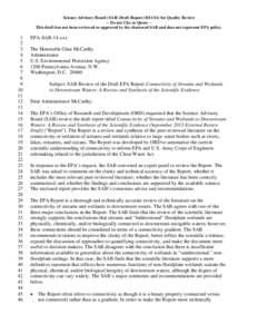 Science Advisory Board (SAB) Draft Report[removed]for Quality Review -- Do not Cite or Quote -This draft has not been reviewed or approved by the chartered SAB and does not represent EPA policy[removed]