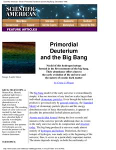 Scientific American: Article: Primordial Deuterium and the Big Bang: DecemberPrimordial Deuterium and the Big Bang