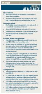 BUDGET  AT A GLANCE Fiscal outlook l