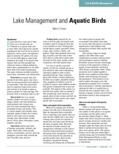 Fish & Wildlife Management  Lake Management and Aquatic Birds Mark V. Hoyer  Introduction