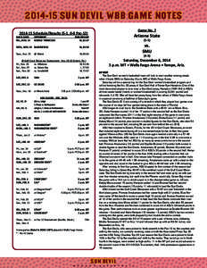 [removed]SUN DEVIL WBB GAME NOTES Game No[removed]Schedule/Results (5-1, 0-0 Pac-12)  DAY & DATE