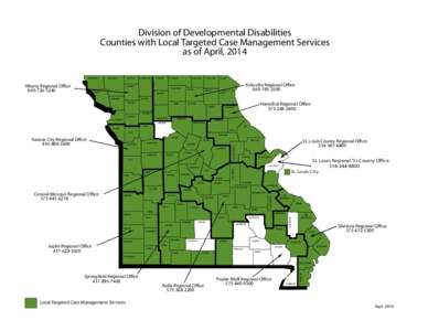 Division of Developmental Disabilities Counties with Local Targeted Case Management Services as of April, 2014 ATCHISON  Albany Regional Office