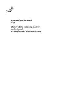 Roma Education Fund Zug Report of the statutory auditors to the Board on the financial statements 2013
