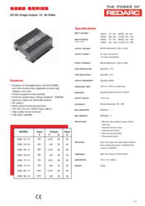 9262 SERIES DC/DC Single Output: Watts Specifications INPUT VOLTAGE: INPUT VOLTAGE: