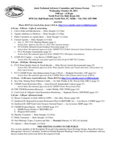 Page 1 of 162  Joint Technical Advisory Committee and Science Forum Wednesday October 10, 2012 9:00 am – 4:30 pm North Port City Hall, Room 244