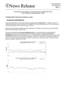 News Release  Connect with DOL at http://blog.dol.gov  TRANSMISSION OF MATERIALS IN THIS RELEASE IS EMBARGOED UNTIL