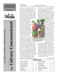 A monthly publication for the members and friends of Calvary Episcopal Church Calvary Communicant The