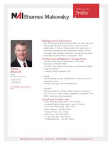 Background & Experience Pete Wycoff has earned a solid reputation as a top sales and leasing agent during his 28 years as a commercial real estate broker in Denver. Pete provides the highest level of marketing, transacti