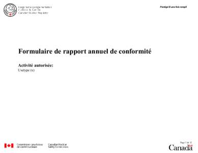 Protégé B une fois rempli  Formulaire de rapport annuel de conformité Activité autorisée: Usetype (x)